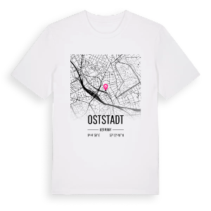 Oststadt karta t-shirt – ekologisk bomull t-shirt från Pinshirt