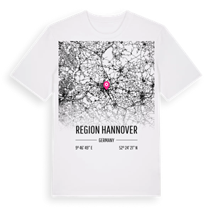 Region Hannover karta t-shirt – ekologisk bomull t-shirt från Pinshirt
