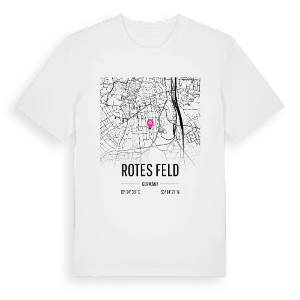 Rotes Feld karta t-shirt – ekologisk bomull t-shirt från Pinshirt