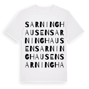 Sarninghausen ordlek t-shirt – ekologisk bomull t-shirt från Pinshirt