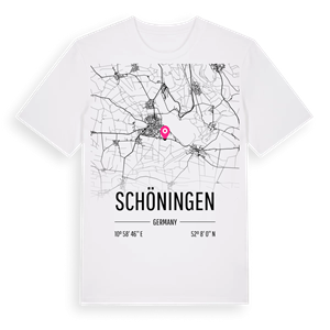 Schöningen karta t-shirt – ekologisk bomull t-shirt från Pinshirt