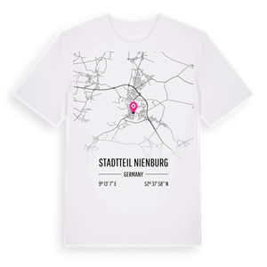 Stadtteil Nienburg karta t-shirt – ekologisk bomull t-shirt från Pinshirt