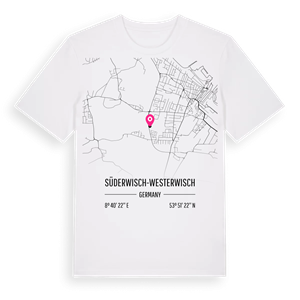 Süderwisch-Westerwisch karta t-shirt – ekologisk bomull t-shirt från Pinshirt