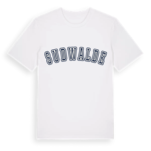 Sudwalde college t-shirt – ekologisk bomull t-shirt från Pinshirt