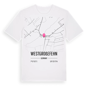 Westgroßefehn karta t-shirt – ekologisk bomull t-shirt från Pinshirt