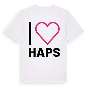 Jag älskar Haps t-shirt stort tryck – ekologisk bomull t-shirt från Pinshirt