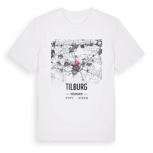 Tilburg karta t-shirt – ekologisk bomull t-shirt från Pinshirt
