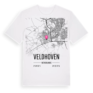 Veldhoven karta t-shirt – ekologisk bomull t-shirt från Pinshirt