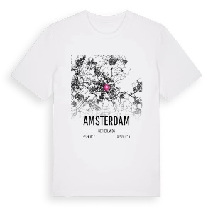 Amsterdam karta t-shirt – ekologisk bomull t-shirt från Pinshirt