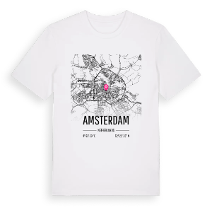 Amsterdam karta t-shirt – ekologisk bomull t-shirt från Pinshirt