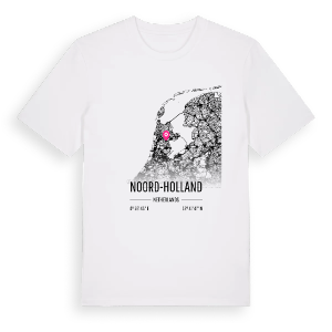 Noord-Holland karta t-shirt – ekologisk bomull t-shirt från Pinshirt