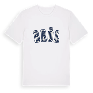Bröl college t-shirt – ekologisk bomull t-shirt från Pinshirt