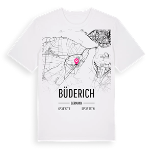 Büderich karta t-shirt – ekologisk bomull t-shirt från Pinshirt