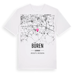 Büren karta t-shirt – ekologisk bomull t-shirt från Pinshirt