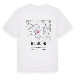 Dormagen karta t-shirt – ekologisk bomull t-shirt från Pinshirt