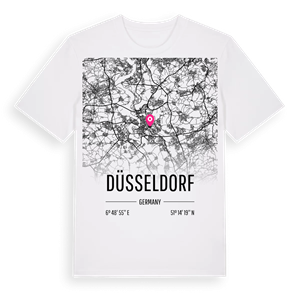 Düsseldorf karta t-shirt – ekologisk bomull t-shirt från Pinshirt