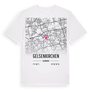 Gelsenkirchen karta t-shirt – ekologisk bomull t-shirt från Pinshirt