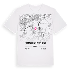 Gemarkung Ronsdorf karta t-shirt – ekologisk bomull t-shirt från Pinshirt