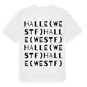 Halle (Westf) ordlek t-shirt – ekologisk bomull t-shirt från Pinshirt