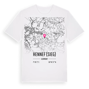 Hennef (Sieg) karta t-shirt – ekologisk bomull t-shirt från Pinshirt