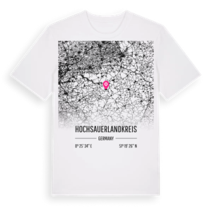 Hochsauerlandkreis karta t-shirt – ekologisk bomull t-shirt från Pinshirt