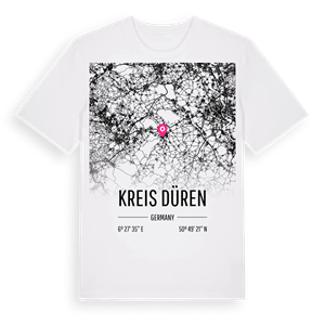 Kreis Düren karta t-shirt – ekologisk bomull t-shirt från Pinshirt