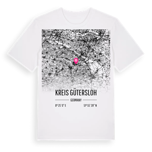 Kreis Gütersloh karta t-shirt – ekologisk bomull t-shirt från Pinshirt