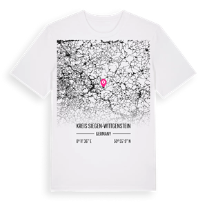 Kreis Siegen-Wittgenstein karta t-shirt – ekologisk bomull t-shirt från Pinshirt