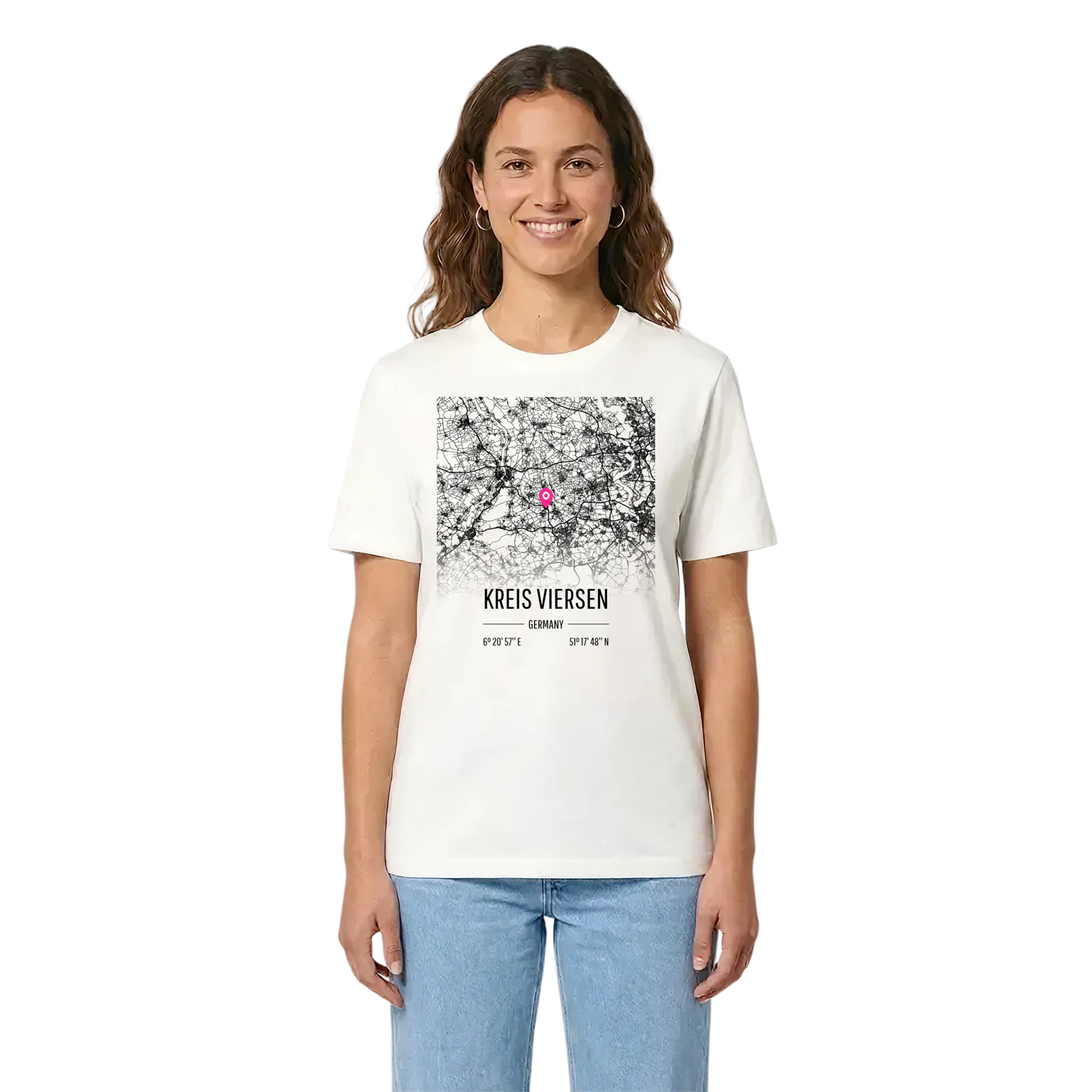 Kreis Viersen karta t-shirt – White, i miljö