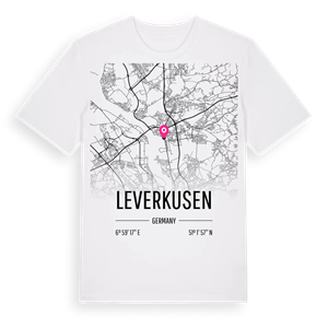 Leverkusen karta t-shirt – ekologisk bomull t-shirt från Pinshirt
