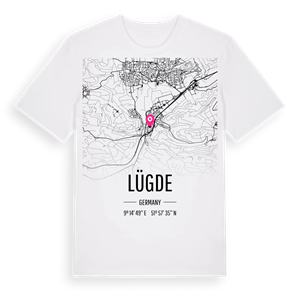 Lügde karta t-shirt – ekologisk bomull t-shirt från Pinshirt