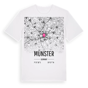 Münster karta t-shirt – ekologisk bomull t-shirt från Pinshirt