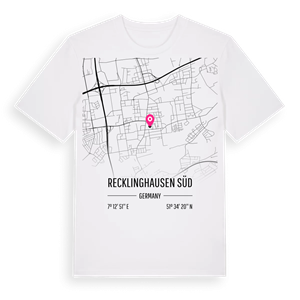 Recklinghausen Süd karta t-shirt – ekologisk bomull t-shirt från Pinshirt