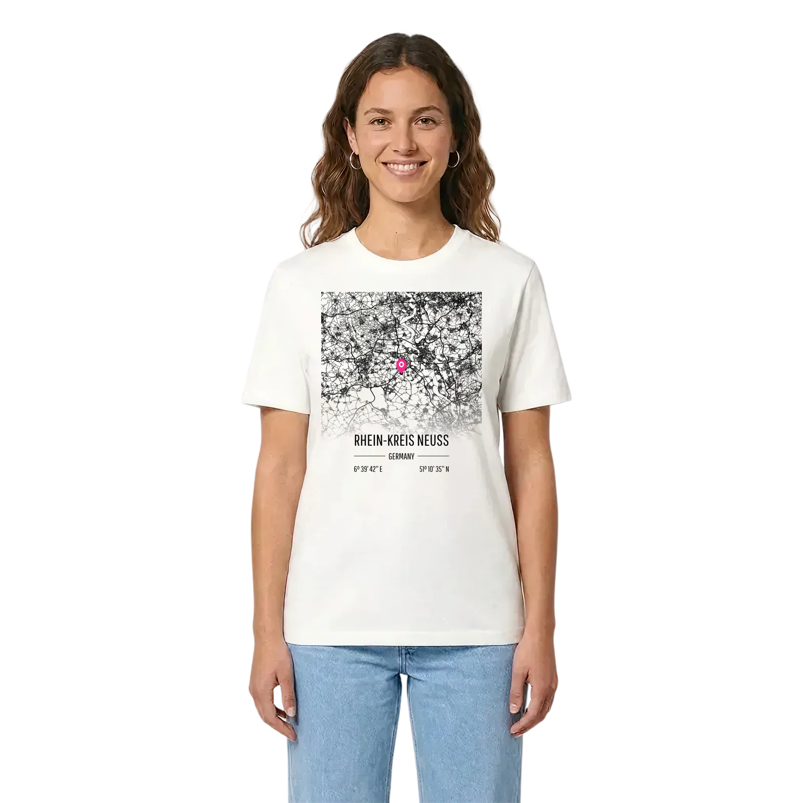 Rhein-Kreis Neuss karta t-shirt – White, i miljö