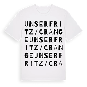 Unser Fritz/Crange ordlek t-shirt – ekologisk bomull t-shirt från Pinshirt