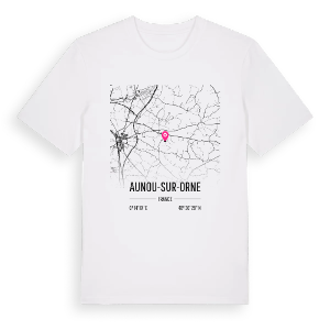 Aunou-sur-Orne karta t-shirt – ekologisk bomull t-shirt från Pinshirt