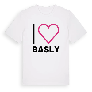 Jag älskar Basly t-shirt stort tryck – ekologisk bomull t-shirt från Pinshirt