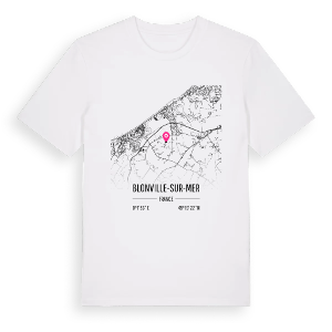 Blonville-sur-Mer karta t-shirt – ekologisk bomull t-shirt från Pinshirt