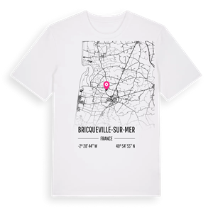 Bricqueville-sur-Mer karta t-shirt – ekologisk bomull t-shirt från Pinshirt