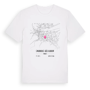 Caudebec-lès-Elbeuf karta t-shirt – ekologisk bomull t-shirt från Pinshirt