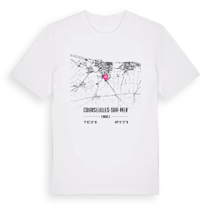 Courseulles-sur-Mer karta t-shirt – ekologisk bomull t-shirt från Pinshirt