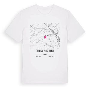 Croisy-sur-Eure karta t-shirt – ekologisk bomull t-shirt från Pinshirt