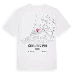Donville-les-Bains karta t-shirt – ekologisk bomull t-shirt från Pinshirt