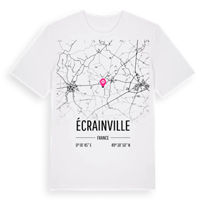 Écrainville karta t-shirt – ekologisk bomull t-shirt från Pinshirt