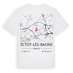 Ectot-lès-Baons karta t-shirt – ekologisk bomull t-shirt från Pinshirt