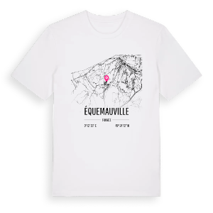 Équemauville karta t-shirt – ekologisk bomull t-shirt från Pinshirt
