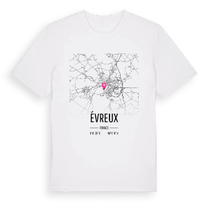 Évreux karta t-shirt – ekologisk bomull t-shirt från Pinshirt