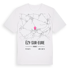Ézy-sur-Eure karta t-shirt – ekologisk bomull t-shirt från Pinshirt