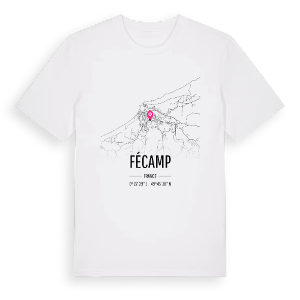 Fécamp karta t-shirt – ekologisk bomull t-shirt från Pinshirt