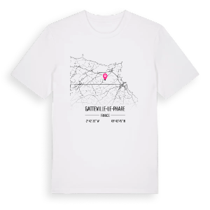Gatteville-le-Phare karta t-shirt – ekologisk bomull t-shirt från PinShirt